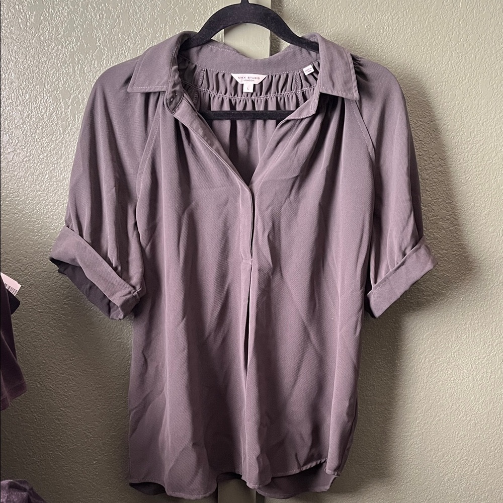 Max studio Roll-Tab Collared Blouse